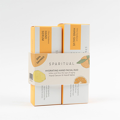 SPARITUAL Hand Facial Duo Verpackungen mit Banderole – luxuriöses Geschenkset