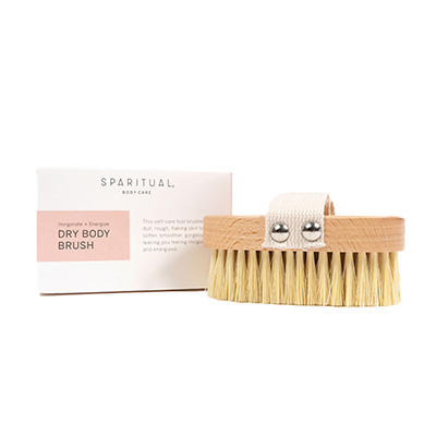 SPARITUAL Trockenbürste Körper mit Verpackung aus nachhaltigen Materialien.